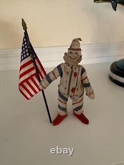 Schoenhut Early Clown with Schoenhut Chair and Flag