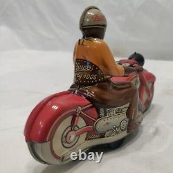 Schuco Red Motorcycle Charly 1005 Tin Litho Windup German limited re- release
