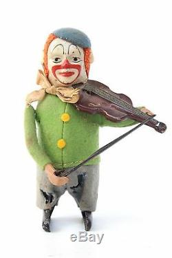 Schuco Tin Wind-Up Toy Clown with Violin Made in Germany