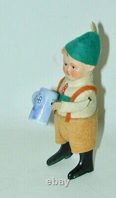 Schuco Wind-Up Bavarian Beer Drinker With Ceramic Hofbrauhaus Beer Stein 1920s