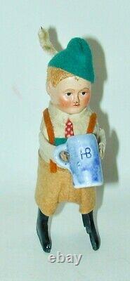 Schuco Wind-Up Bavarian Beer Drinker With Ceramic Hofbrauhaus Beer Stein 1920s