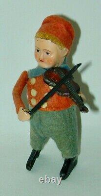 Schuco Wind-Up Bavarian Boy Playing Violin 1920s Working Excellent Condition