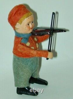 Schuco Wind-Up Bavarian Boy Playing Violin 1920s Working Excellent Condition