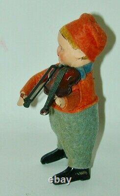 Schuco Wind-Up Bavarian Boy Playing Violin 1920s Working Excellent Condition