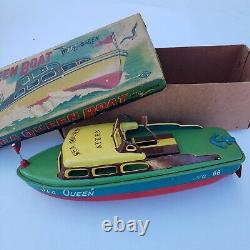Sea Queen With Siren Old Vintage Antique Decorative Collectible Tin Toy Japan