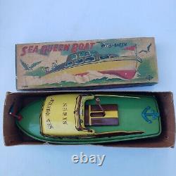 Sea Queen With Siren Old Vintage Antique Decorative Collectible Tin Toy Japan