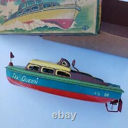 Sea Queen With Siren Old Vintage Antique Decorative Collectible Tin Toy Japan