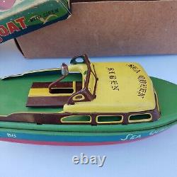 Sea Queen With Siren Old Vintage Antique Decorative Collectible Tin Toy Japan