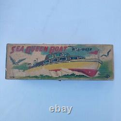 Sea Queen With Siren Old Vintage Antique Decorative Collectible Tin Toy Japan