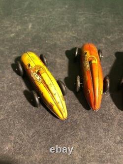 Set Of 4 Captain Marvel Tin Wind Up Race Cars All Work Very Nice Condition