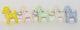 Set Of 5 Vintage Hard Plastic Lambs On String Baby Rattle Toy Sheep Pull Toy
