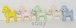 Set Of 5 Vintage Hard Plastic Lambs On String Baby Rattle Toy Sheep Pull Toy