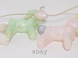 Set Of 5 Vintage Hard Plastic Lambs On String Baby Rattle Toy Sheep Pull Toy
