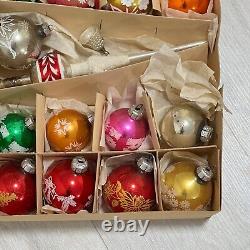 Set of Vintage Christmas Glass Toys. DDR/GDR. Soviet era. 1970s. 42 pcs