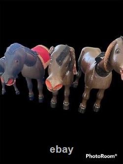 Shoenhut lot of 5 1920s wooden Donkeys Circus Animals! Good condition