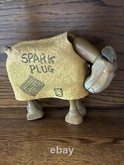 Spark plug wooden Toy horse king features 1929 With Original Blanket Rare Find
