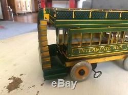 Strauss Mechanical Toy Interstate Bus 98 Green Color, Operational
