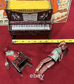 Strauss Tin Litho Windup Ham & Sam Piano And Sign. Dixie Blues