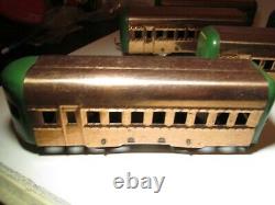 Stunning! Vintage HAFNER TRAIN Wind up Toy Streamliner Green & Copper with 6 cars
