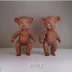 Sun Rubber Co Sunny the Bear 9 Fully Jointed Porcelain Bisque Brown Lot of 2