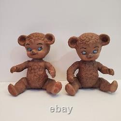 Sun Rubber Co Sunny the Bear 9 Fully Jointed Porcelain Bisque Brown Lot of 2