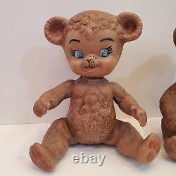 Sun Rubber Co Sunny the Bear 9 Fully Jointed Porcelain Bisque Brown Lot of 2