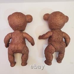 Sun Rubber Co Sunny the Bear 9 Fully Jointed Porcelain Bisque Brown Lot of 2