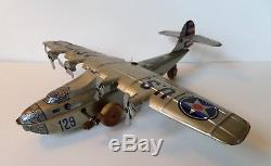 Super Rare Vintage 1930's Chein & Co Tin Wind Up Army Airplane Plane Toy