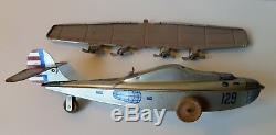 Super Rare Vintage 1930's Chein & Co Tin Wind Up Army Airplane Plane Toy