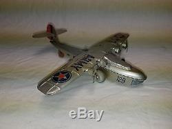 Super Rare Vintage 1940's Chein & Co Tin Wind Up Old Army Airplane Plane Toy