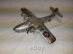 Super Rare Vintage 1940's Chein & Co Tin Wind Up Old Army Airplane Plane Toy