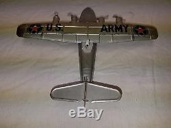 Super Rare Vintage 1940's Chein & Co Tin Wind Up Old Army Airplane Plane Toy