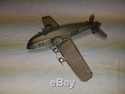 Super Rare Vintage 1940's Chein & Co Tin Wind Up Old Army Airplane Plane Toy