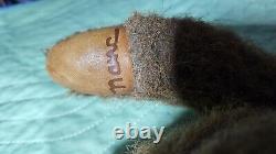 TEDDY BEAR with Jointed Head Arms and Legs Brown Leather Stitched Nose Paws Feet