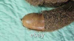 TEDDY BEAR with Jointed Head Arms and Legs Brown Leather Stitched Nose Paws Feet