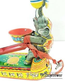 TIN TOY ELEPHANT JUGGLING 1950s NBN Clockwork Wind-Up Vintage Western Germany