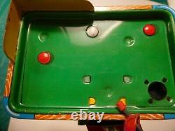 TPS Lucky Monkey Playing Billiards NMIB Tin Wind-up with pool balls, packaging BOX