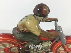 Technofix Tin Litho Motorcycle Wind Up Toy US Zone Germany Works Antique Vintage