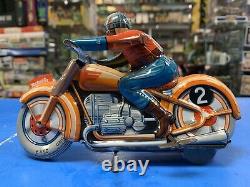 Technofix Tin Toy Motorcycle Wind Up Made In France St