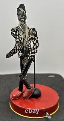 Tin Litho Dancing Man with Checkered Blazer / Suit Toy Made in the USA