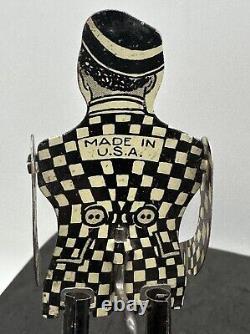 Tin Litho Dancing Man with Checkered Blazer / Suit Toy Made in the USA
