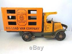 Tin MARX Toy Big Load Van Co TRUCK Windup C-Cab Driver 13 Vintage