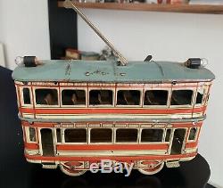 Tin Toys Germany, Orobr trolley car 1910, Works, Please Watch Video