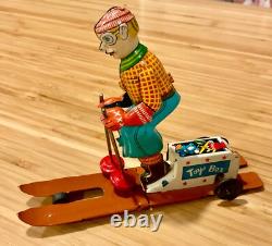 Toy Friction Skier 1950's Vintage With Original Box