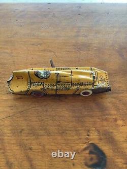 Toy Race Car Antique Pre-War Wind- Up, Key spinning wheels Works Perfect