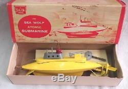 Toy submarine vintage toy submarine tinplate submarine Sutcliffe Submarine withbox