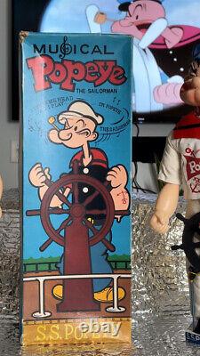 Two Musical S. S. Popeye The Sailorman Dolls Original Box 1960 Plays Music