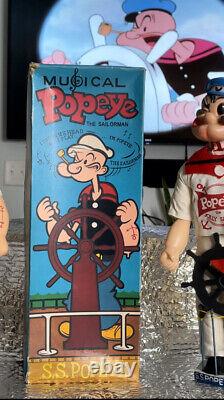Two Musical S. S. Popeye The Sailorman Dolls Original Box 1960 Plays Music