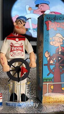 Two Musical S. S. Popeye The Sailorman Dolls Original Box 1960 Plays Music