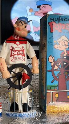 Two Musical S. S. Popeye The Sailorman Dolls Original Box 1960 Plays Music